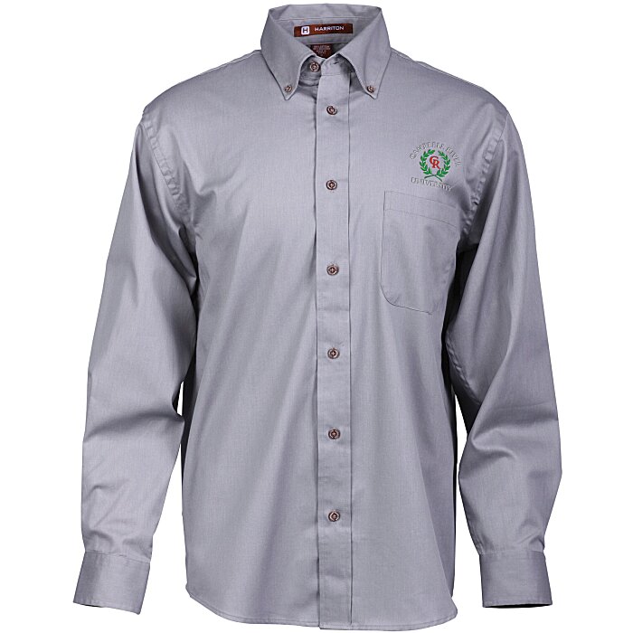 Custom Harriton Twill Shirt with Stain Release - Men's