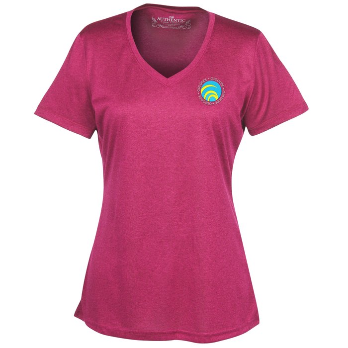 Custom Pro Team Heathered Performance V-Neck Tee - Ladies' - Embroidered