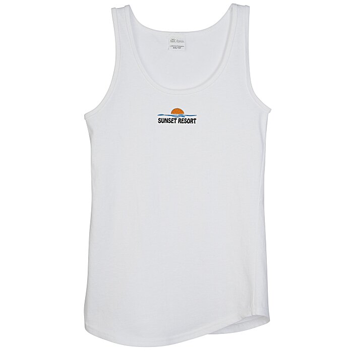 Custom Everyday Cotton Tank Top - Ladies' - White - Embroidered