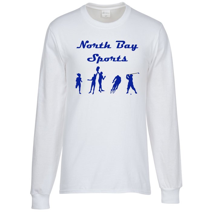 Custom Everyday Cotton LS T-Shirt - White - Screen