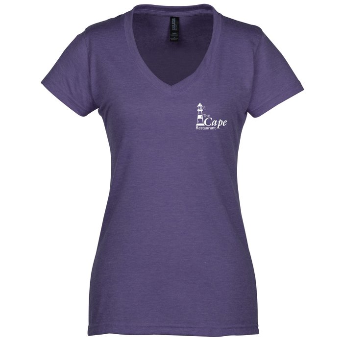 Custom M&O Fine Blend V-Neck T-Shirt - Ladies' - Screen