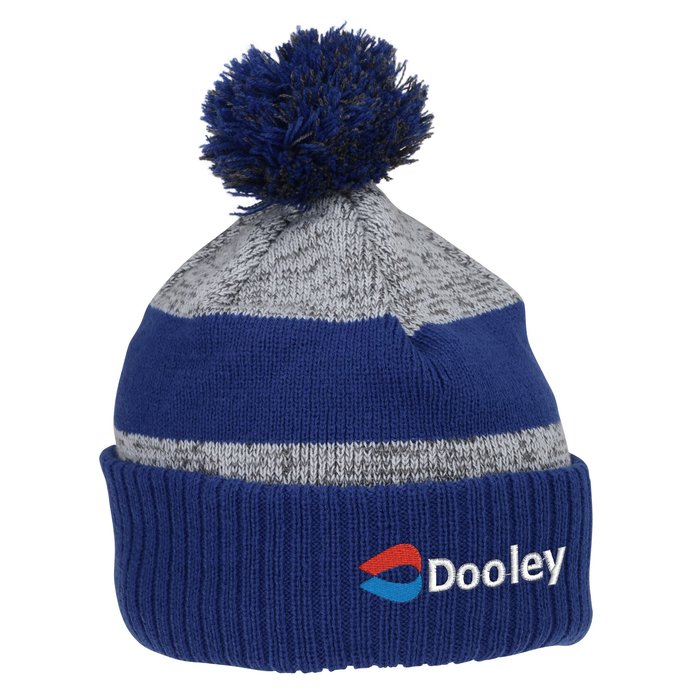 Custom Pom Pom Melange Beanie with Ribbed Cuff