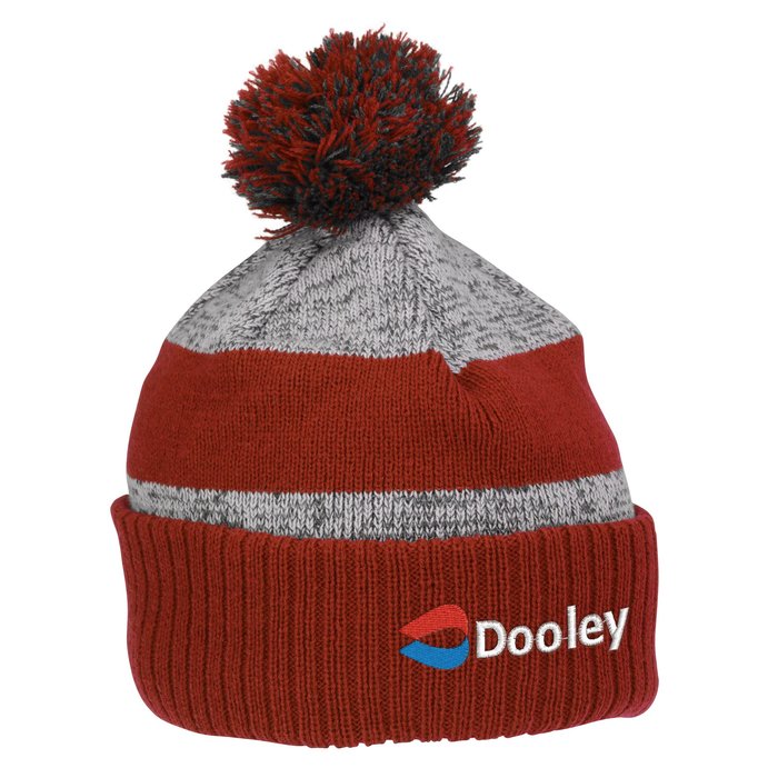 Custom Pom Pom Melange Beanie with Ribbed Cuff - 24 hr