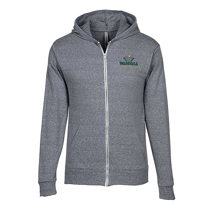 Custom Lightweight Tri-Blend Full-Zip Hoodie - Embroidered