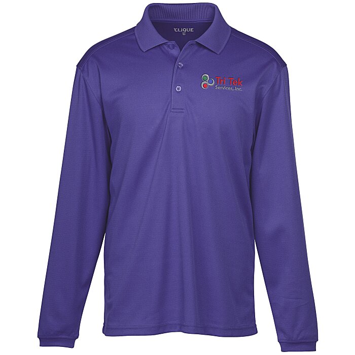 Custom Spin Dye Long Sleeve Pique Polo - Men's