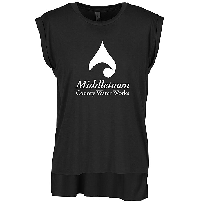 Custom Bella+Canvas Flowy Rolled Cuff Tee - Ladies'