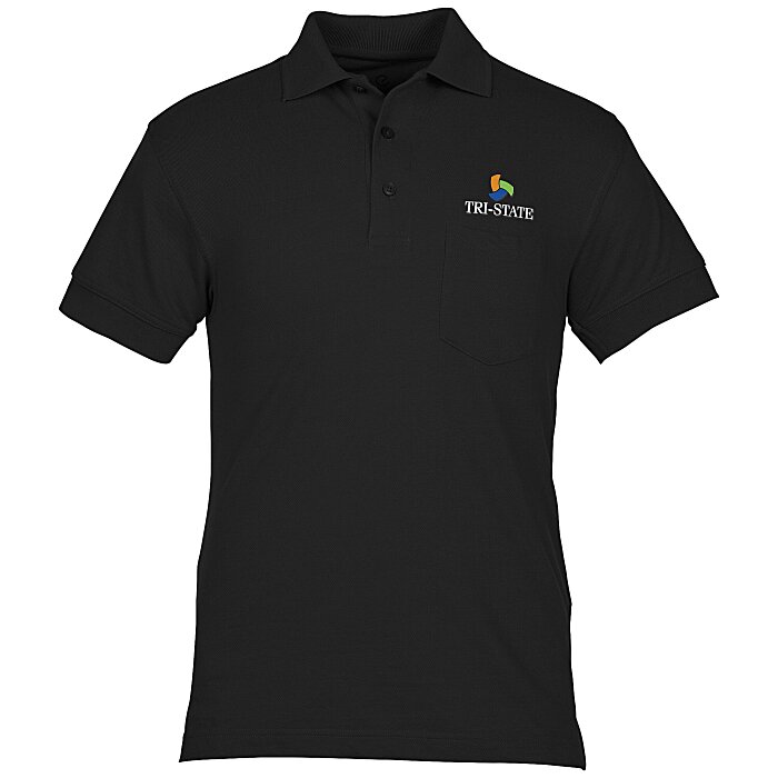 Custom Smooth Touch Blended Pocket Pique Polo - Men's