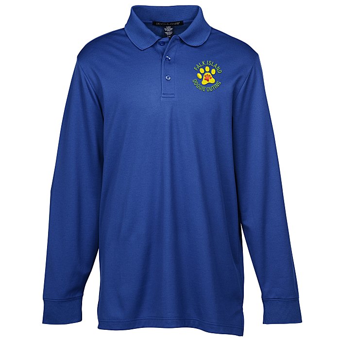 Custom CrownLux Performance Plaited LS Polo - Men's