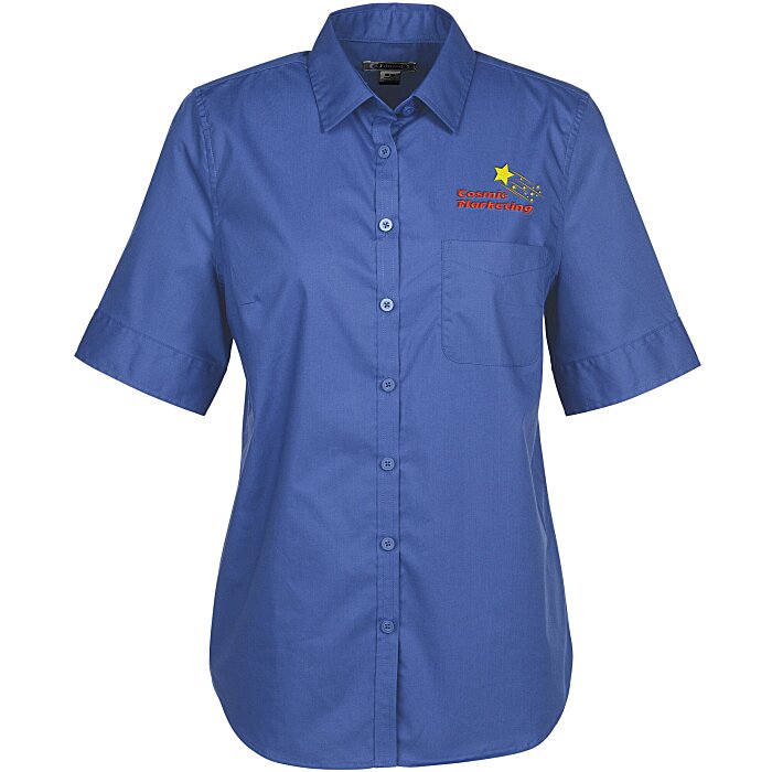 Custom Comfort Stretch Short Sleeve Poplin Shirt - Ladies'