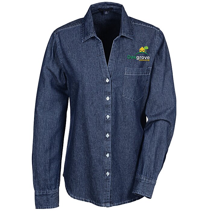 Custom Untucked Denim V-Neck Shirt - Ladies'