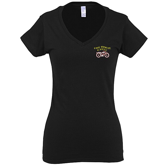 Custom Gildan Softstyle V-Neck T-Shirt - Ladies' - Embroidered