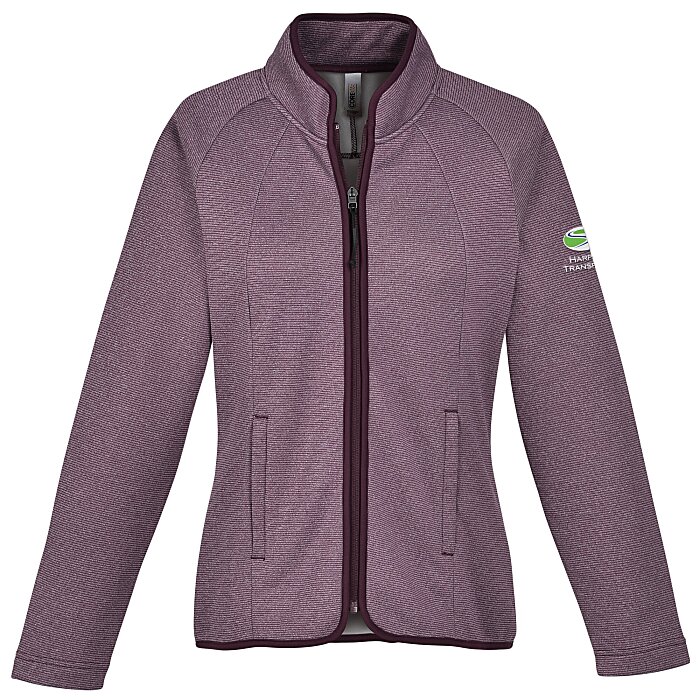 Custom Venture Heathered Stripe Full-Zip - Ladies'