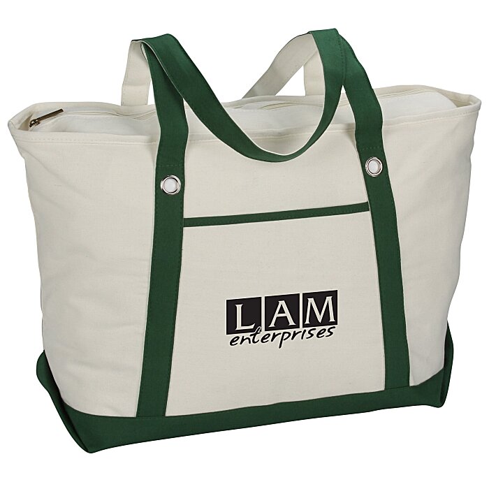 Custom Canvas 12-oz Sailing Zip Top Tote - 14 inches x 23 inches