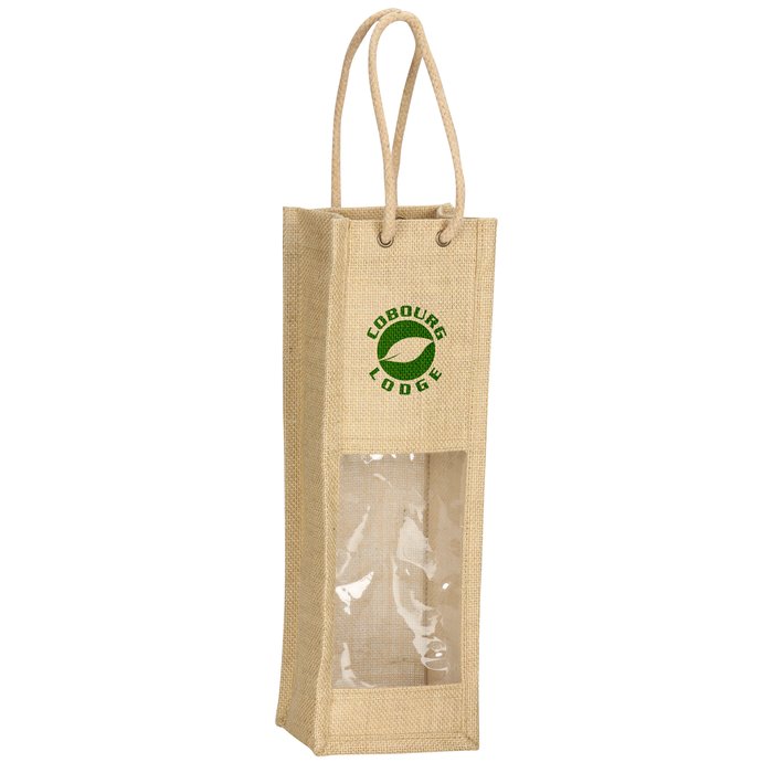 Custom Jute Wine Tote - Single