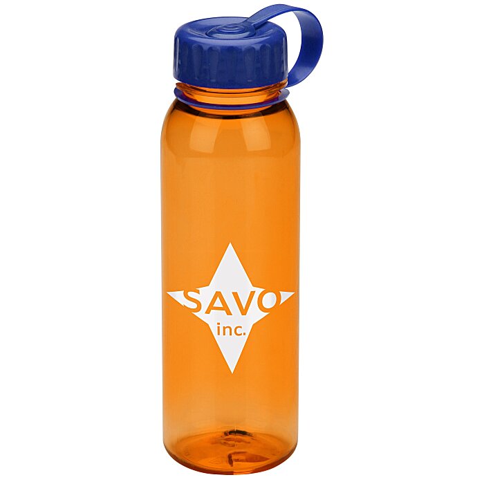 Custom Poly-Pure Outdoor Bottle with Tethered Lid - 24 oz