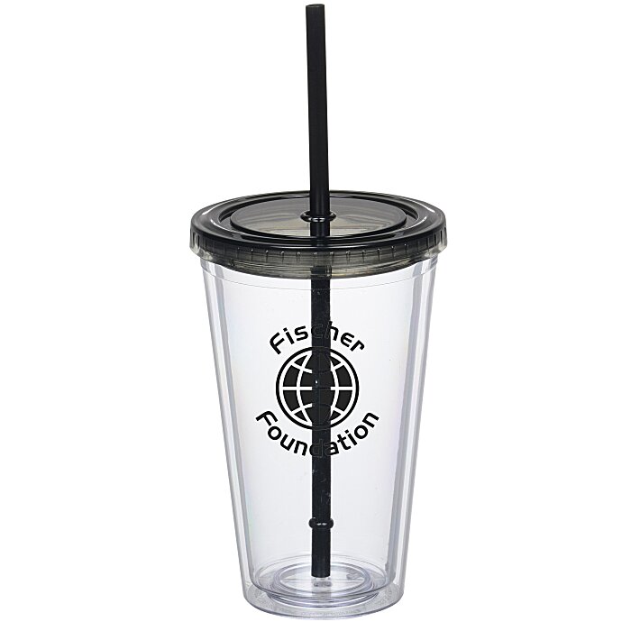Custom Double Wall Tumbler with Straw - 16 oz - 24 hr