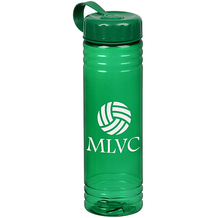 Custom Halcyon Water Bottle with Tethered Lid - 24 oz