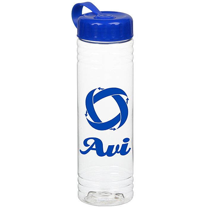 Custom Clear Impact Halcyon Water Bottle with Tethered Lid - 24 oz