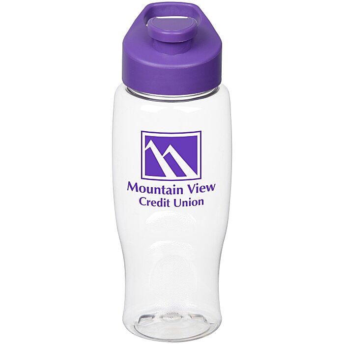 Custom Clear Impact Comfort Grip Bottle with Flip Carry Lid - 27 oz