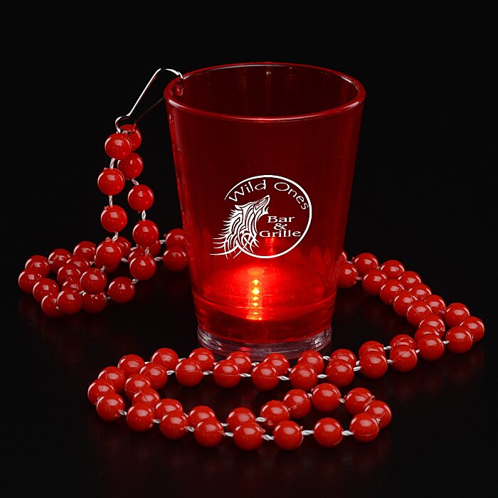 Custom Light-Up Shot Glass on Beaded Necklace - 2 oz