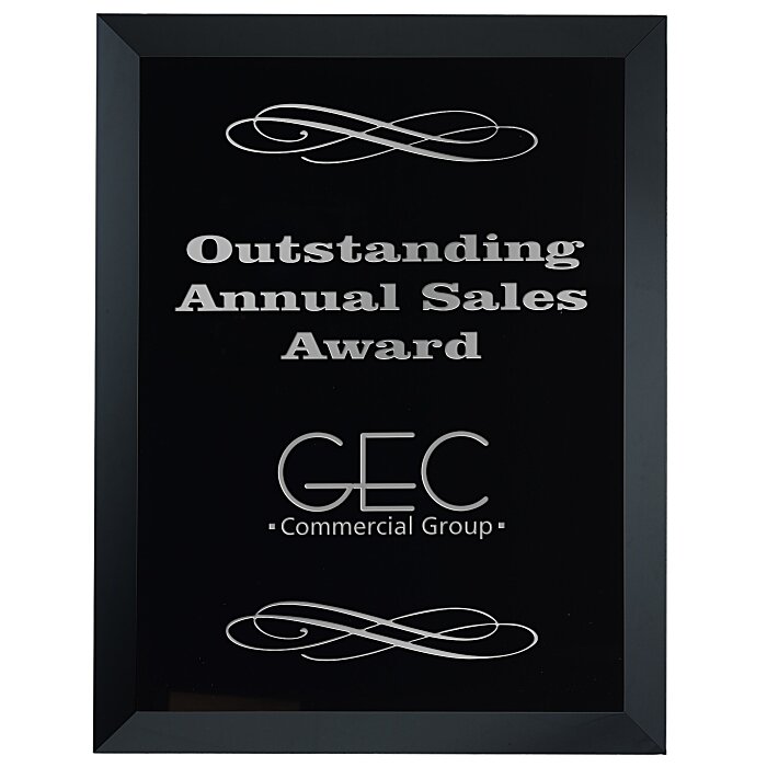 Custom Black Glass Wall Plaque - 9 inches