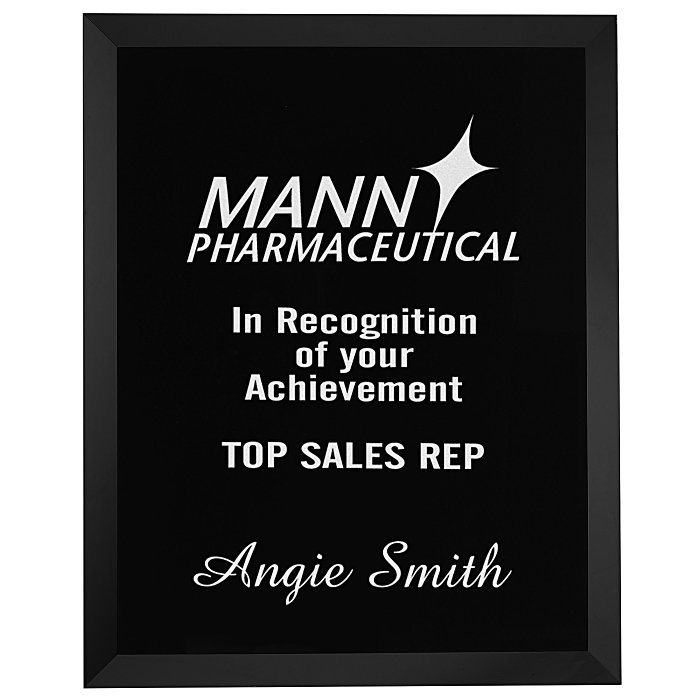 Custom Black Glass Wall Plaque - 10 inches