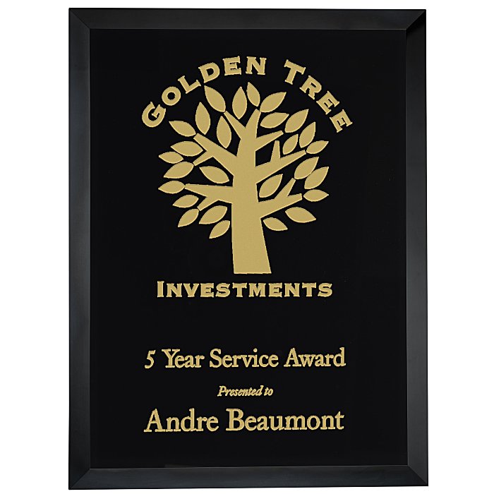 Custom Black Glass Wall Plaque - 12 inches