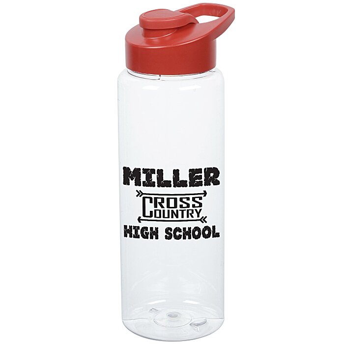 Custom Clear Impact Guzzler Sport Bottle with Flip Carry Lid - 32 oz