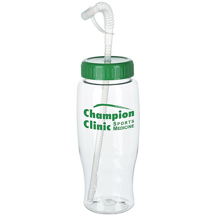 Custom Clear Impact Comfort Grip Bottle with Straw Lid - 27 oz