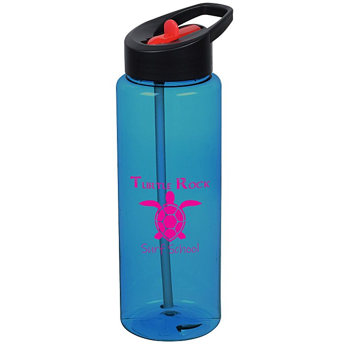 Custom Guzzler Sport Bottle with Two-Tone Flip Straw Lid - 32 oz
