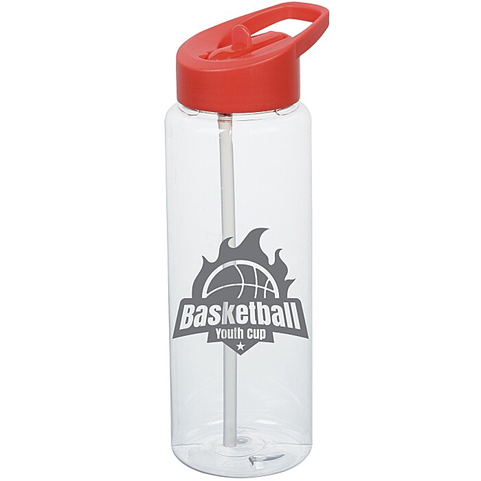 Custom Clear Impact Guzzler Sport Bottle with Flip Straw Lid - 32 oz