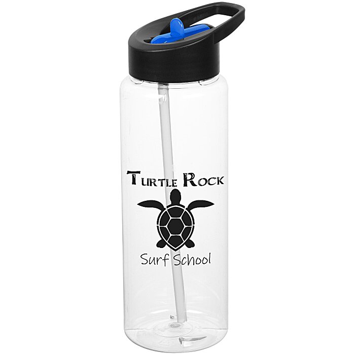 Custom Clear Impact Guzzler Sport Bottle with Two-Tone Flip Straw Lid - 32 oz