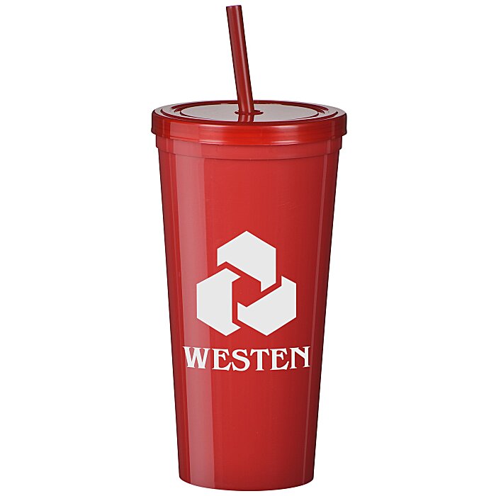 Custom Value Stadium Cup with Lid & Straw - 24 oz