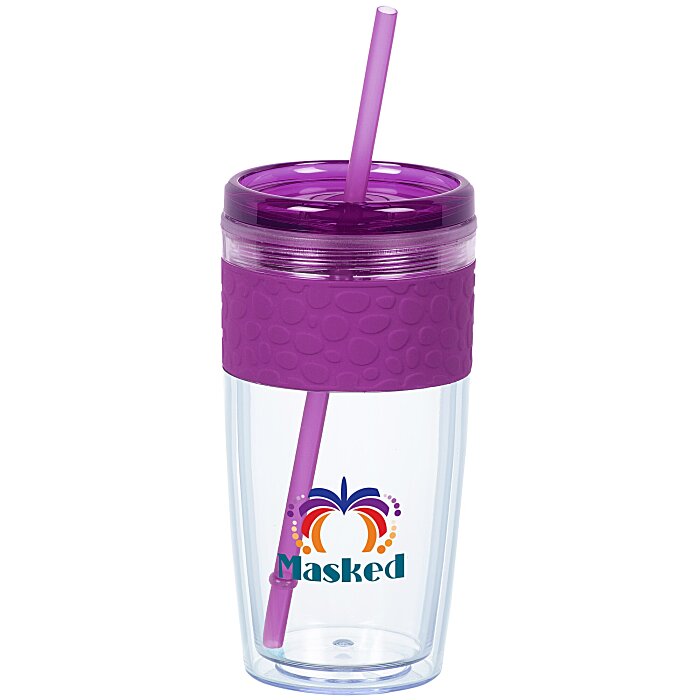 Custom Refresh Pebble Tumbler with Straw - 16 oz - Full Colour
