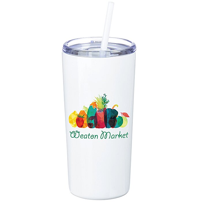 Custom Refresh Baylos Vacuum Tumbler with Straw - 20 oz - Full Colour