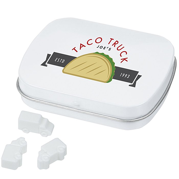 Custom Mint Tin with Shaped Mints - Truck
