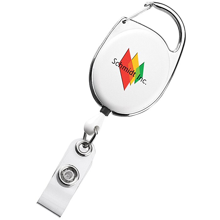 Custom Clip-On Retractable Badge Holder with Slide Clip - Opaque - Full Colour