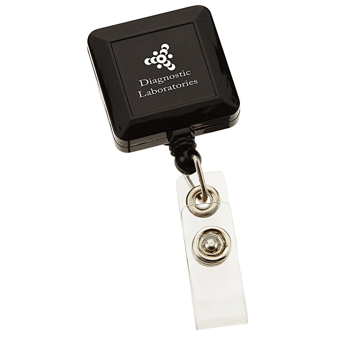 Custom Square Retractable Badge Holder with Alligator Clip - Opaque