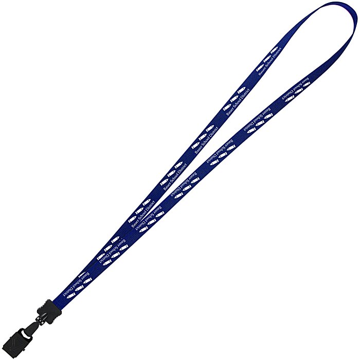 Custom Smooth Nylon Lanyard - 1/2 inch - 34 inches - Large Metal Bulldog Clip
