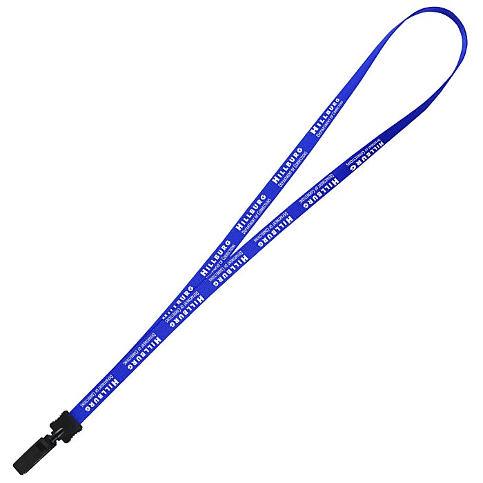 Custom Smooth Nylon Lanyard - 1/2 inch - 36 inches - Plastic Bulldog Clip