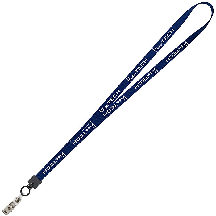 Custom Smooth Nylon Lanyard - 1/2 inch - 34 inches - Snap with Metal Bulldog Clip