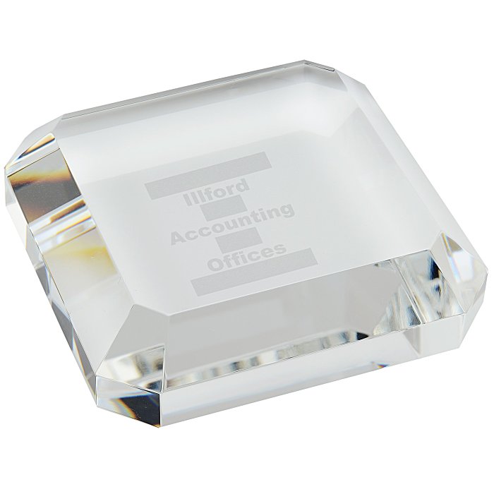 Custom Beveled Crystal Paperweight - Square