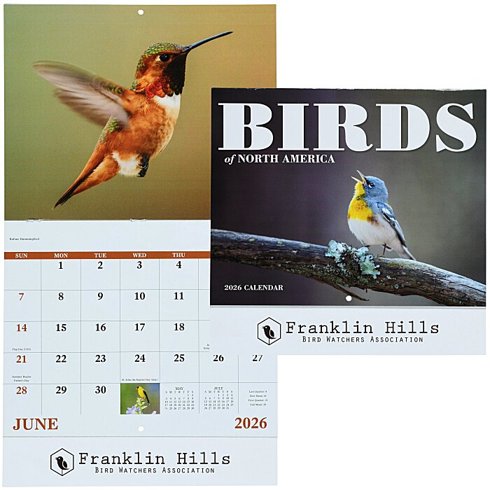 Custom Birds of North America Calendar - Stapled