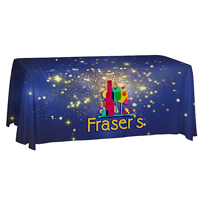 Custom Serged Open-Back Polyester Table Throw - 6 feet - Full Colour