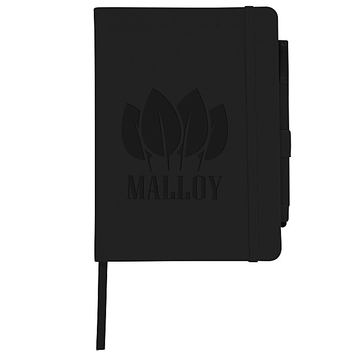 Custom Vienna Satin Touch Hard Cover Notebook with Pen - Debossed