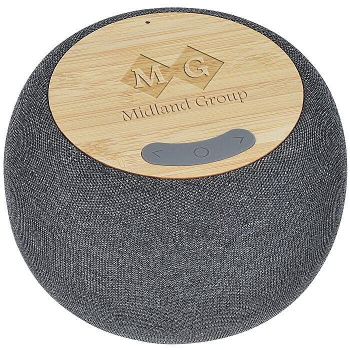 Custom Garm Fabric and Bamboo Speaker with Wireless Charger